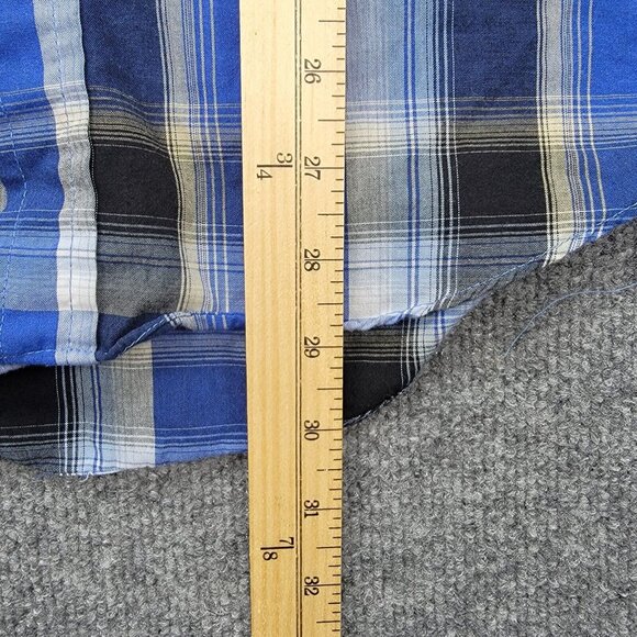 Plains Western Wear Shirt Mens Small‎ Blue Plaid Button Up Pearl Snap Cowboy - Picture 5 of 8